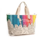OEM Fashon Design Canvas hand bag with leather handle for women's bag Wholesale Best price reusable lady hand bag