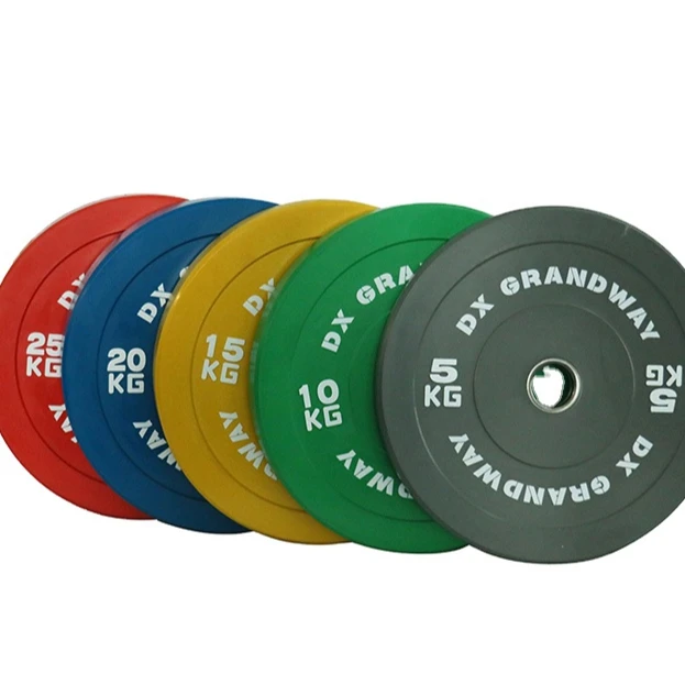 

DX weight loss body building black and color rubber bumper plate 5~25 KG for home and commercial