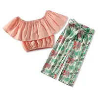Summer Girls Clothing Set Fashion Gilr off shoulder pink shirt loose pants Clothing suit Floral Printed Clothes Set
Summer Girls Clothing Set Fashion Gilr off shoulder pink shirt loose pants Clothing suit Floral Printed Clothes Set