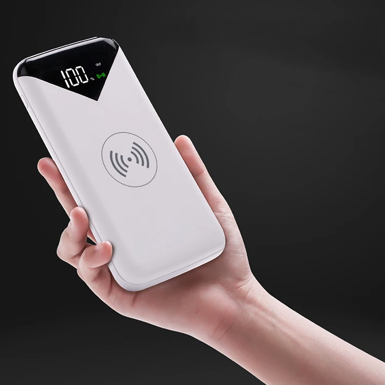 Portable 2 in 1 5W led digital display powerbank charger Qi wireless 8000mAh capacity power bank - ANKUX.COM
