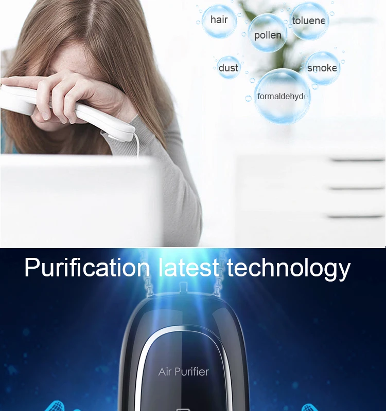 filter ionic anion generator negative disinfection hepa portable mini oem personal ionizer ion purifier necklace air purifiers