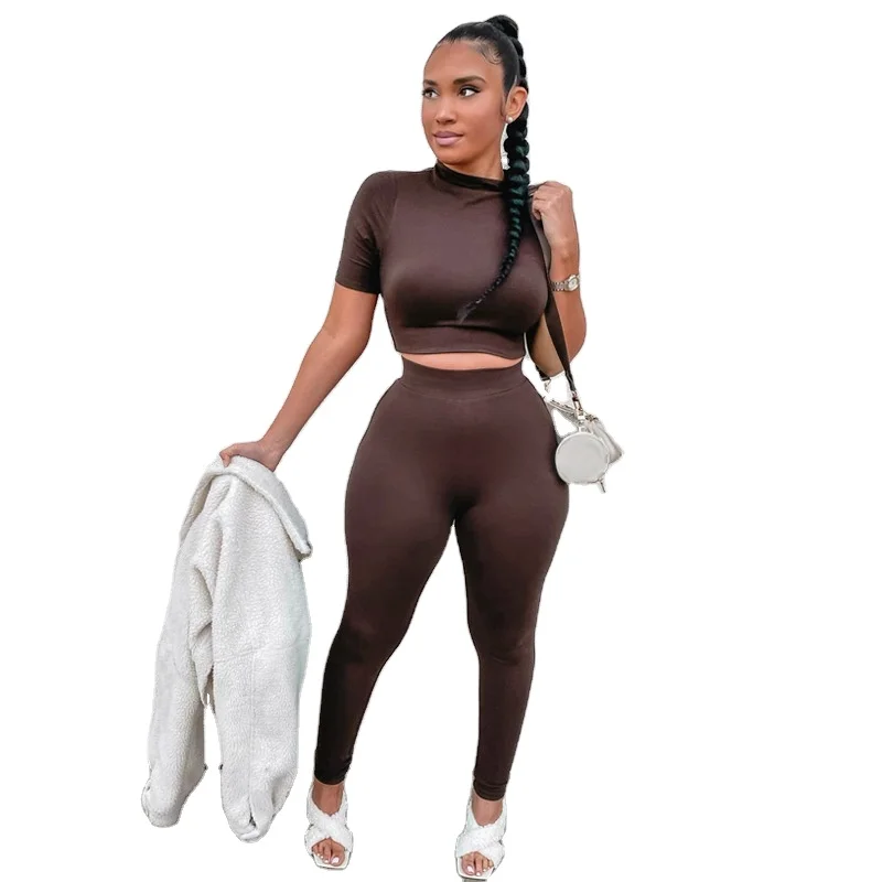 Hot Selling 2022 Crop Top Sexy Bodycon Solid Color Short Sleeves Two Piece Set Women Two Piece Tracksuits
Hot Selling 2022 Crop Top Sexy Bodycon Solid Color Short Sleeves Two Piece Set Women Two Piece Tracksuits