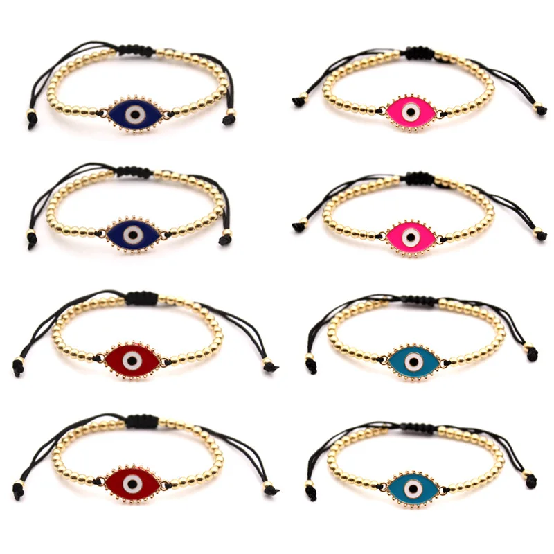 European Fashion Gold Plated Pink Evil Eyes Beaded Bracelet Adjustable Turkish Evil Blue Eyes Charm Bracelet for Women Men
European Fashion Gold Plated Pink Evil Eyes Beaded Bracelet Adjustable Turkish Evil Blue Eyes Charm Bracelet for Women Men