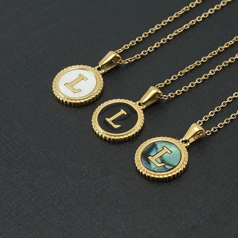 Custom Round Coin Initial Alphabet Necklace 18K Gold Plated Stainless Steel Shell Mother of Pearl Pendant Necklace
Custom Round Coin Initial Alphabet Necklace 18K Gold Plated Stainless Steel Shell Mother of Pearl Pendant Necklace