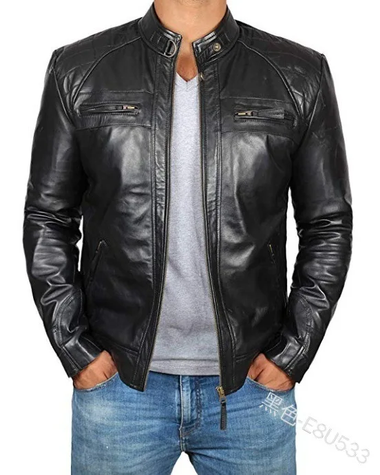 Hot sale business jacket solid color popular jacket motorcycle men leather jackets, Black
Hot sale business jacket solid color popular jacket motorcycle men leather jackets, Black