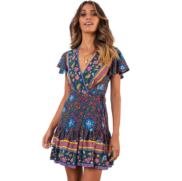 Wholesale Summer Beach Wear Dress Bohemian Floral Printed Women Mini Casual Dress, As pictures or customized colors
Wholesale Summer Beach Wear Dress Bohemian Floral Printed Women Mini Casual Dress, As pictures or customized colors