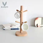 New Eco Friendly Cup Organizer Tree Shaped Mug Stand Wood Cup Holder Drying Rack