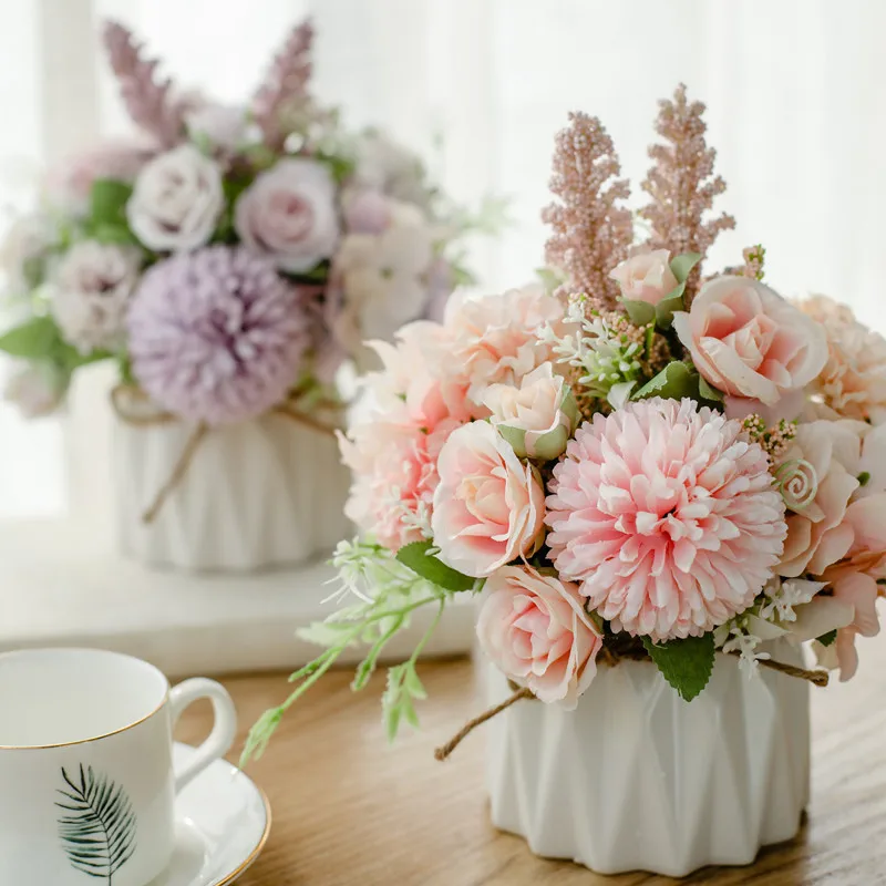 Nordic Artificial FlowerSet Ceramic Vase Rose Artificial Plants flowers artificial home Wedding Decoration Artificial Flower
Nordic Artificial FlowerSet Ceramic Vase Rose Artificial Plants flowers artificial home Wedding Decoration Artificial Flower