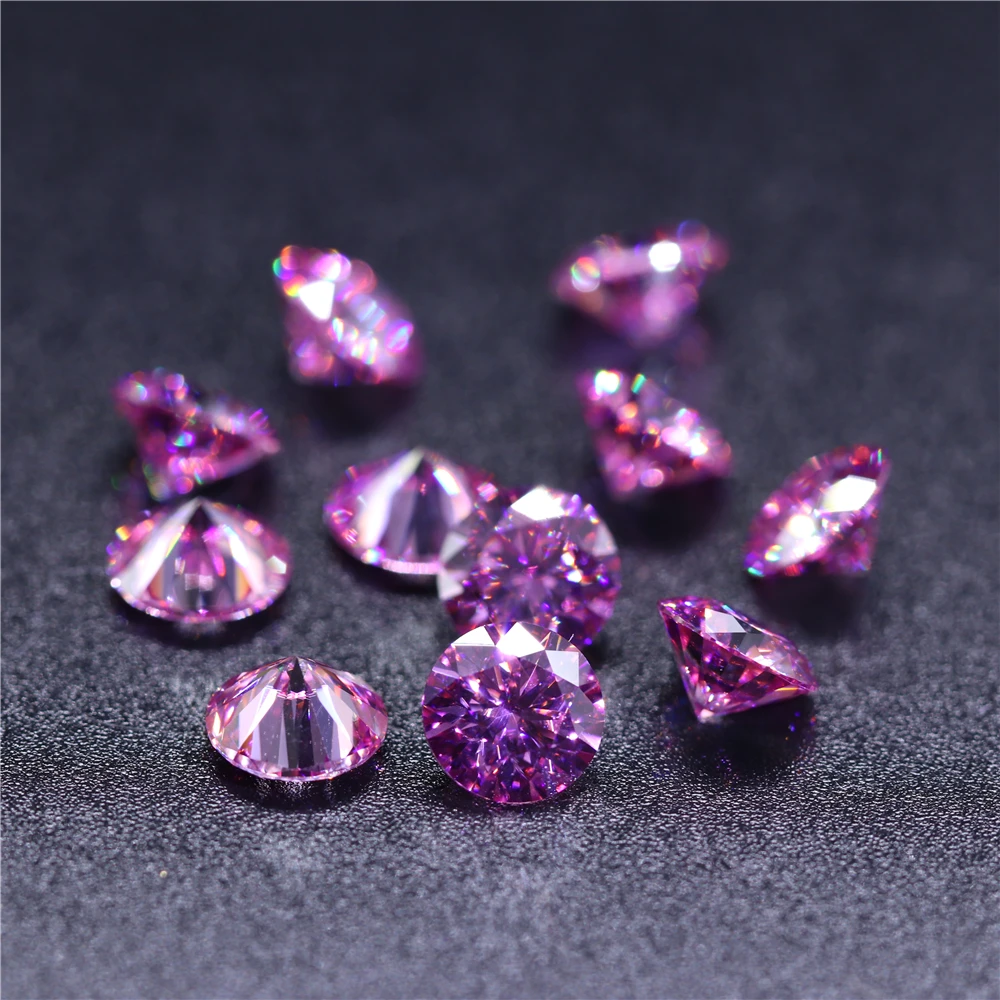 

Free fire diamond VVS D color Synthetic 6.5 mm 1ct round brilliant cut pink moissanites loose gemstone created moissanite