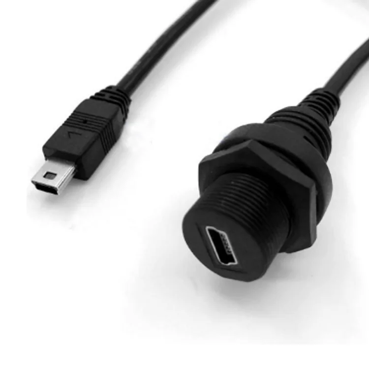 Mini USB 2.0 Panel Mount Connector IP67 Waterproof Cable Mini-USB 5pin Male to Female Extension cord cables, Black,customize
Mini USB 2.0 Panel Mount Connector IP67 Waterproof Cable Mini-USB 5pin Male to Female Extension cord cables, Black,customize