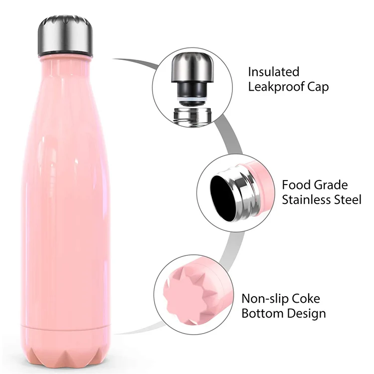 500ml Popular Hot Sale 304 Double Wall Stainless Steel Cola Shape Bottle With Lid, Customized color 
500ml Popular Hot Sale 304 Double Wall Stainless Steel Cola Shape Bottle With Lid, Customized color