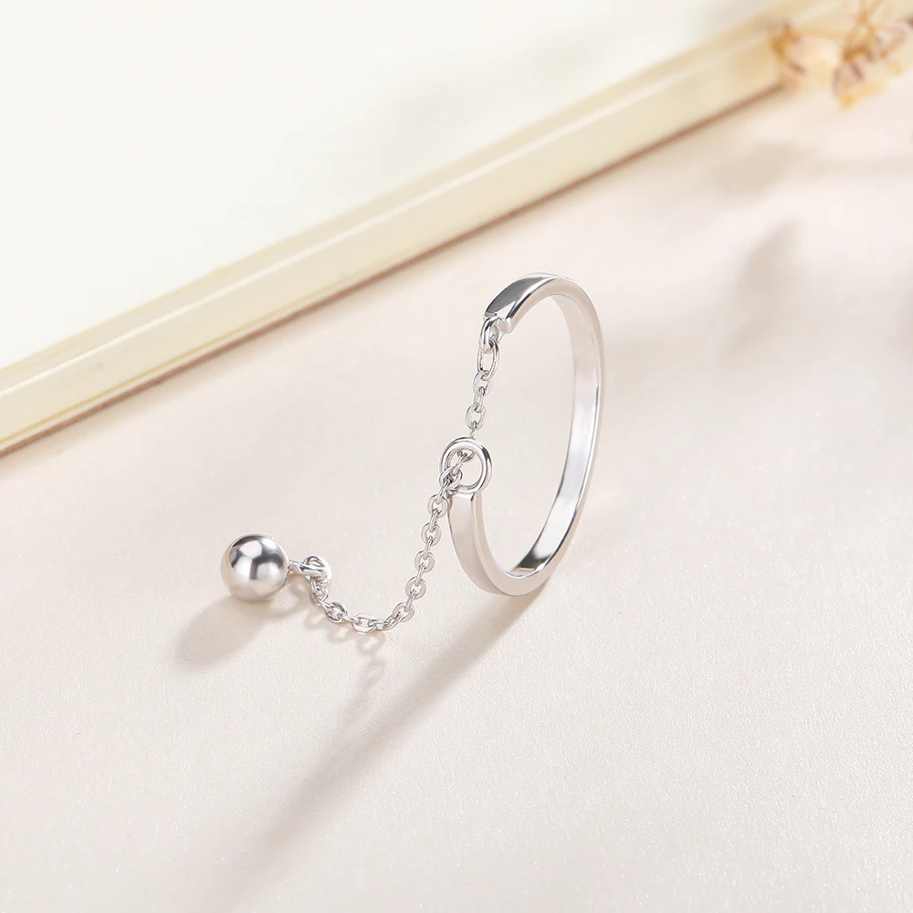 Personality Design 925 Sterling Silver Jewelry Adjustable Chain With Bead Thin Ring For Women
Personality Design 925 Sterling Silver Jewelry Adjustable Chain With Bead Thin Ring For Women