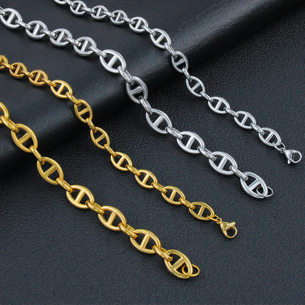 Hip Hop New Fashion Gold Waterproof Stainless Jewelry Pig Nose Link Chain For Men Necklace Bracelet
Hip Hop New Fashion Gold Waterproof Stainless Jewelry Pig Nose Link Chain For Men Necklace Bracelet