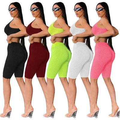 Crop Top And Shorts Two Piece Solid Women Active Wear Sets Jacquard Legging Set Fitness Woman Yoga Sets
Crop Top And Shorts Two Piece Solid Women Active Wear Sets Jacquard Legging Set Fitness Woman Yoga Sets