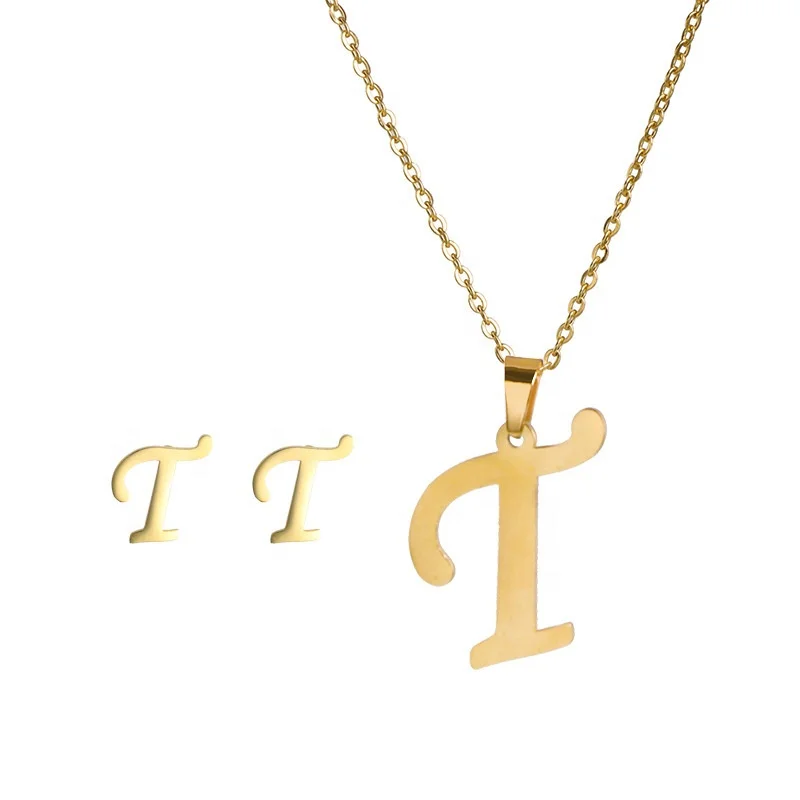 New Stainless Steel Pendant 26 English Letter Necklace Earring Set Non-fading Earring Necklace, 1 colors
New Stainless Steel Pendant 26 English Letter Necklace Earring Set Non-fading Earring Necklace, 1 colors