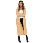 Fashion Stylish Women Winter Long Sleeve Cable Knit Maxi Sweater Cardigan With Pocket
