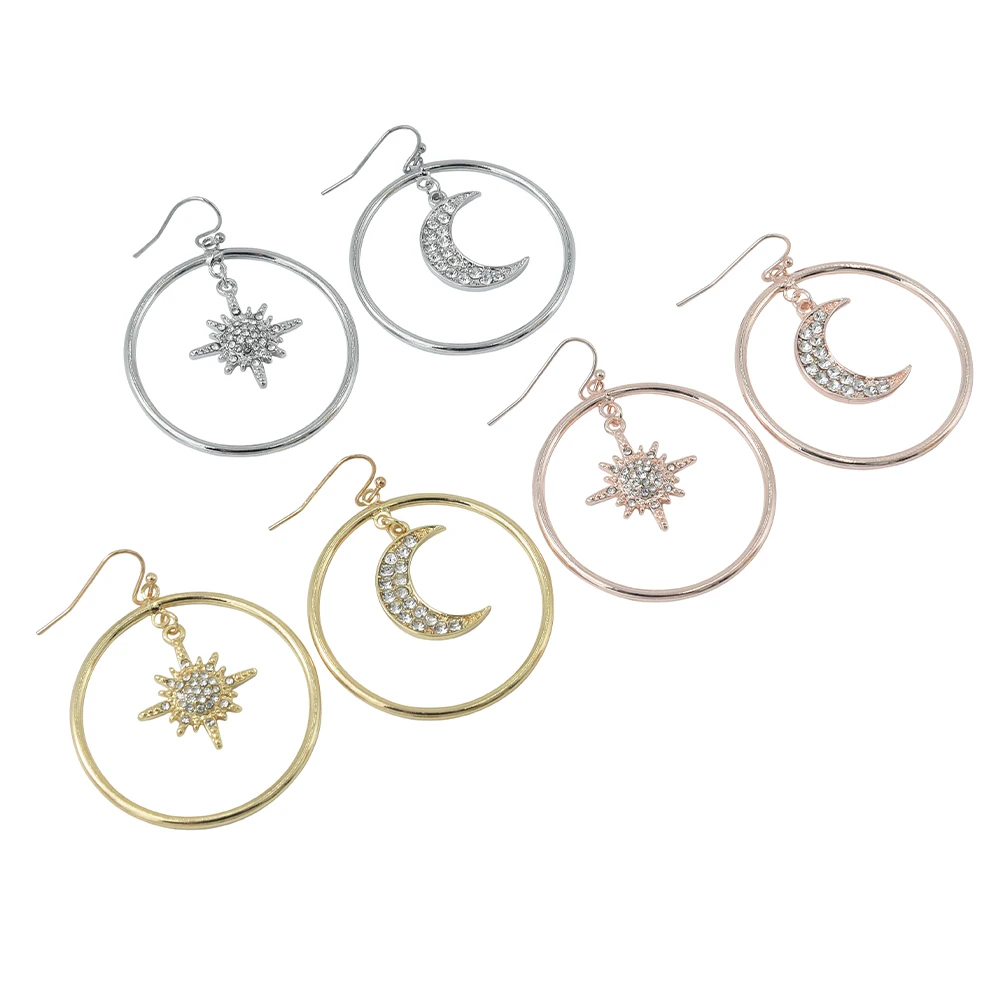 Trendy Women 2021 Korea Jewelry Silver Rose Gold Gold Plated Star and Moon Earrings Round Large Star Hoop Earrings, Gold/silver/rose gold
Trendy Women 2021 Korea Jewelry Silver Rose Gold Gold Plated Star and Moon Earrings Round Large Star Hoop Earrings, Gold/silver/rose gold