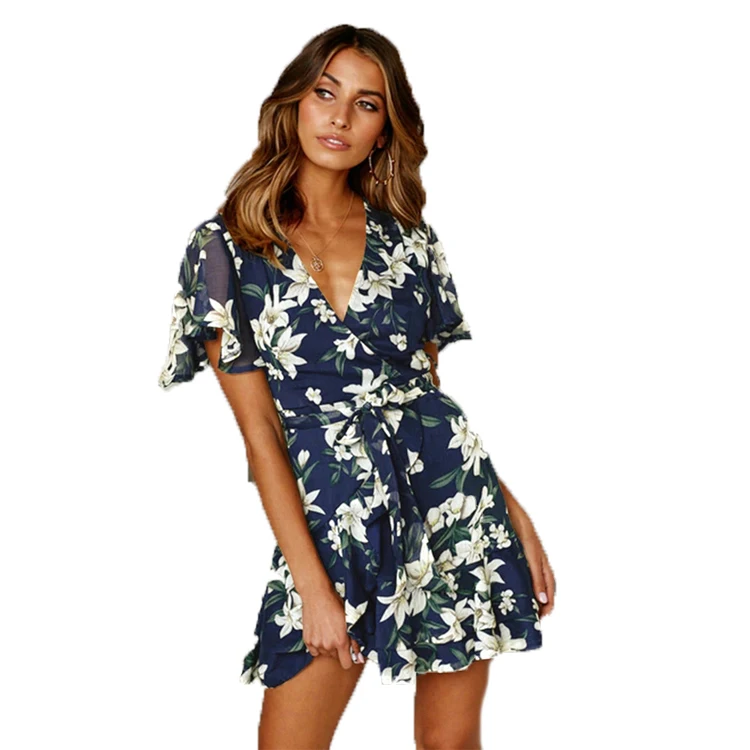 2021 new arrivals womens dress Short Sleeve Deep V summer dress floral Print casual dresses, Customized color/as show
2021 new arrivals womens dress Short Sleeve Deep V summer dress floral Print casual dresses, Customized color/as show