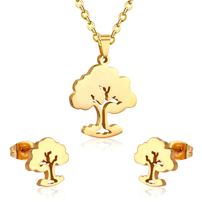 Hot Selling Trendy Fashion Jewelry 316L Stainless Steel Simple Tree Shapes Necklaces And Earrings Jewelry Sets, Gold,silver
Hot Selling Trendy Fashion Jewelry 316L Stainless Steel Simple Tree Shapes Necklaces And Earrings Jewelry Sets, Gold,silver