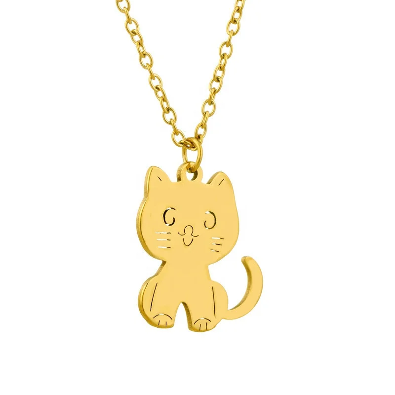 Cute Stainless Steel Cat Pendant Necklace for pet lovers Gold and Silver Color pet Necklace with Link Chain
Cute Stainless Steel Cat Pendant Necklace for pet lovers Gold and Silver Color pet Necklace with Link Chain