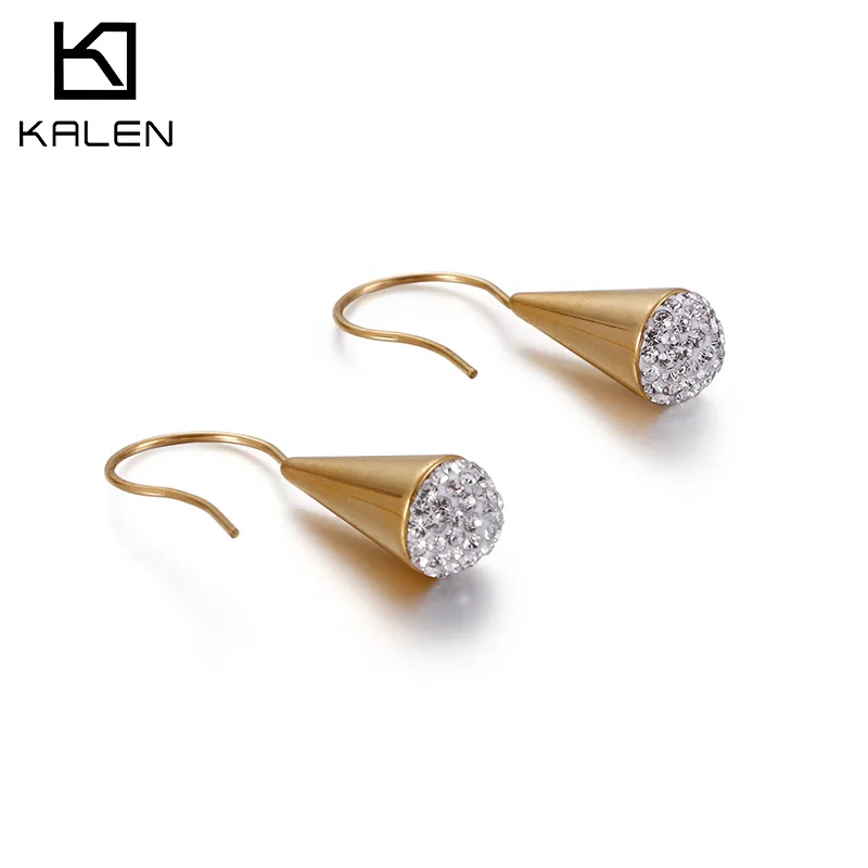 Korean version simple microphone cone type diamond earrings small temperament titanium stainless steel earrings, Customized
Korean version simple microphone cone type diamond earrings small temperament titanium stainless steel earrings, Customized
