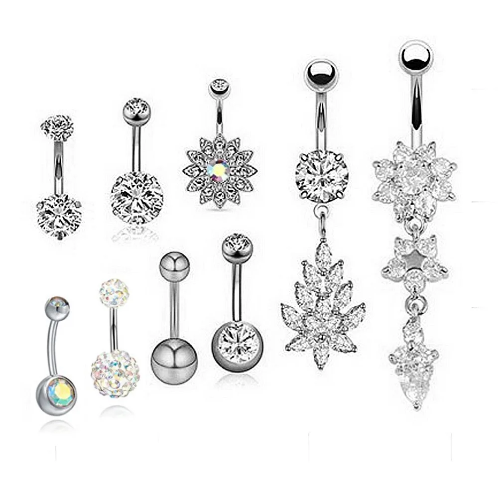 10PCS 14G Stainless Steel Dangle Belly Button Rings for Women Belly Piercing CZ Inlaid
10PCS 14G Stainless Steel Dangle Belly Button Rings for Women Belly Piercing CZ Inlaid