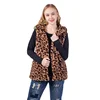2019 Custom Wholesale Leopard Faux Rex Rabbit Fur Women Vest With Hoodie