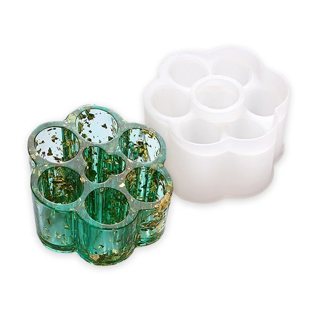 6 Cavity round lipstick storage box table decoration storage silicone resin mold, White
6 Cavity round lipstick storage box table decoration storage silicone resin mold, White