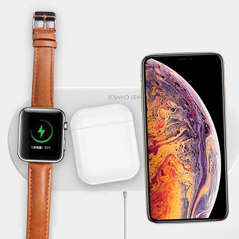 3 in 1 Fast Wireless Charger 10W for iPhone 11 Pro X 8 Plus Qi Wireless Charging Pad for Airpods for Apple Watch 4 3 2 1 Charge, Black, white
3 in 1 Fast Wireless Charger 10W for iPhone 11 Pro X 8 Plus Qi Wireless Charging Pad for Airpods for Apple Watch 4 3 2 1 Charge, Black, white