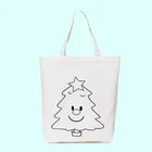 Christmas Design Custom Print Canvas Handbag Cotton Canvas Shopping Tote Bag