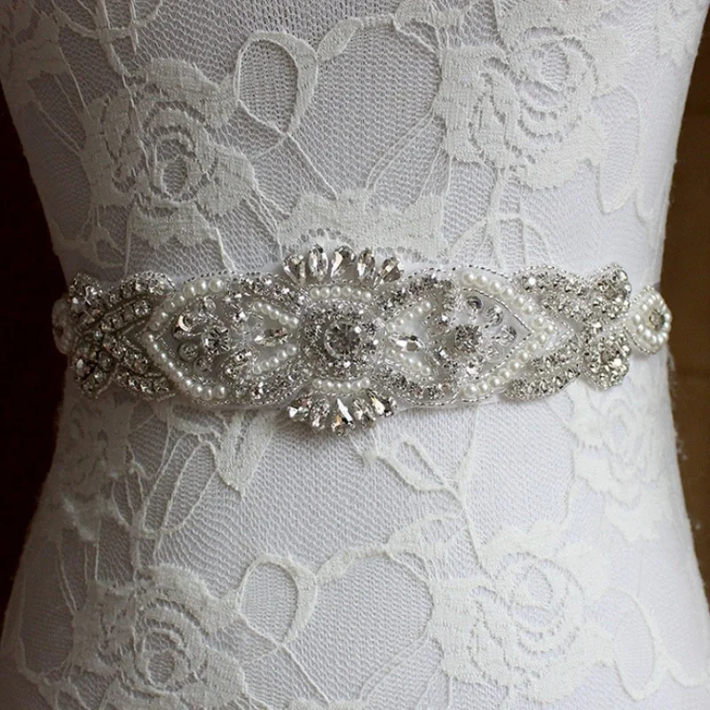 Handmade Crystal Satin Wedding Belts Rhinestone Pearl Bridal Dress Accessory Chains Bride Party Sash Belts 
Handmade Crystal Satin Wedding Belts Rhinestone Pearl Bridal Dress Accessory Chains Bride Party Sash Belts