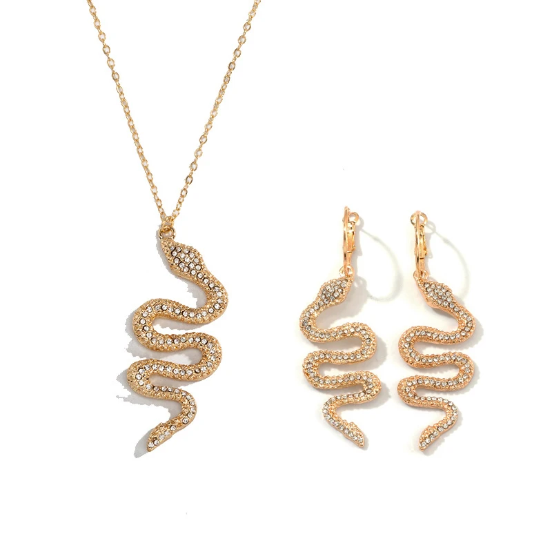 Hot Selling Inlaid Rhinestone Animal Necklace Earrings Gold Snake Necklace Jewelry Suit
Hot Selling Inlaid Rhinestone Animal Necklace Earrings Gold Snake Necklace Jewelry Suit