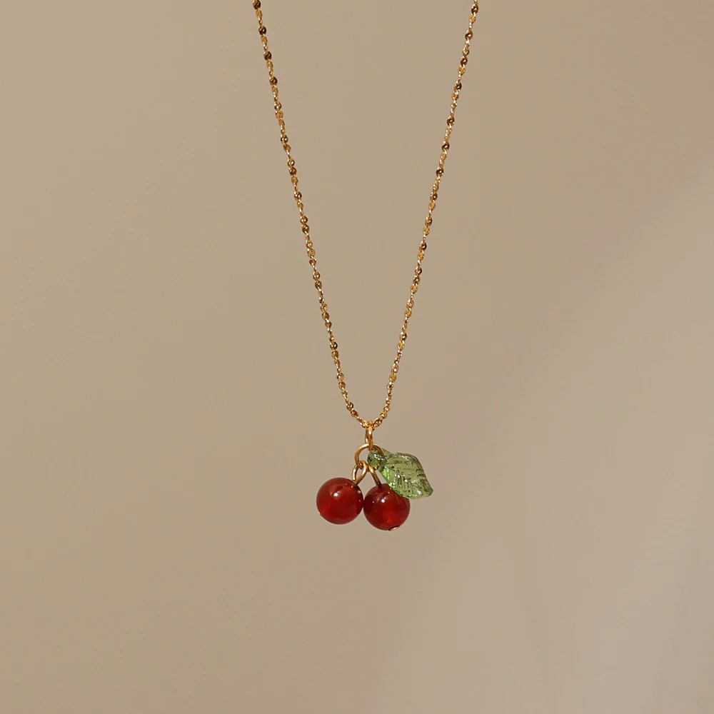 New Design Cute Necklace for Girls Waterproof Stainless Steel 18K Gold Plated Crystal Beads Red Cherry Necklace
New Design Cute Necklace for Girls Waterproof Stainless Steel 18K Gold Plated Crystal Beads Red Cherry Necklace