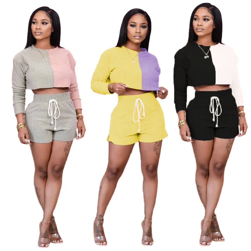 Sexy Women 2 Piece Outfits two piece short sets women 2021 Ladies Patchwork Shirts Pants Matching Clothing Two Piece Set
Sexy Women 2 Piece Outfits two piece short sets women 2021 Ladies Patchwork Shirts Pants Matching Clothing Two Piece Set