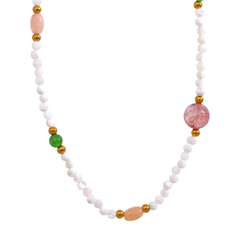 JINYOU 1665 Japan Seed Beads Natural Stone Strawberry Quartz Handmade Necklace Stainless Steel Sweet Collar Summer Jewelry
JINYOU 1665 Japan Seed Beads Natural Stone Strawberry Quartz Handmade Necklace Stainless Steel Sweet Collar Summer Jewelry