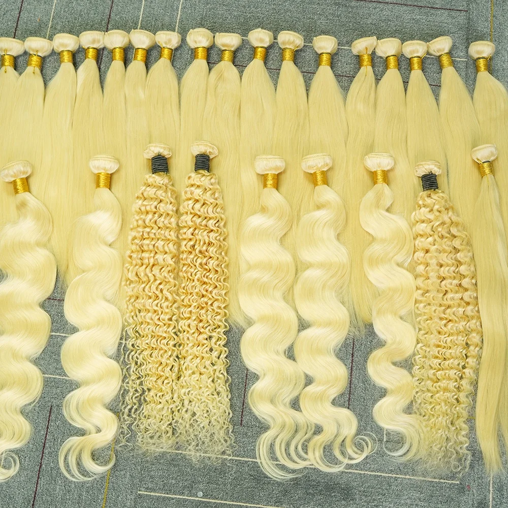 

613 Virgin Human Hair Bundles,613 Cuticle Aligned Hair Bundles With Frontal,Blonde Virgin Human Hair 613 Bundles With Closure