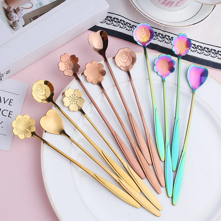 304 Stainless Steel Creative Flower Spoon Japanese Gold Spoon Mixing Flower Spoon with long handle
304 Stainless Steel Creative Flower Spoon Japanese Gold Spoon Mixing Flower Spoon with long handle