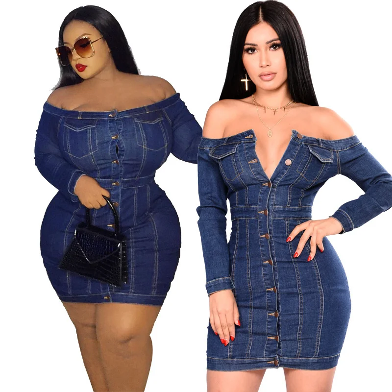 2020 Fashion New Style women plus size 5XL One-shoulder tight-fitting hip-washed sexy denim dress
2020 Fashion New Style women plus size 5XL One-shoulder tight-fitting hip-washed sexy denim dress