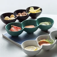 

Nordic Multiple color unique design restaurant used 3 compartment ceramic tapas snack serving dishes