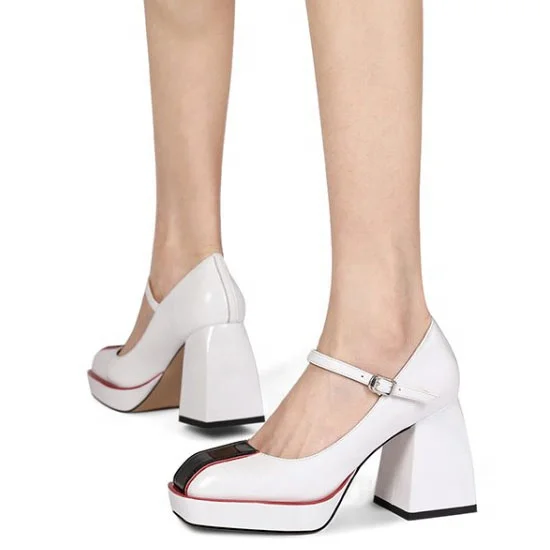 Patchwork Buckle Strap Chunky High Heel Anti-slip Winter Women Pumps Square Closed Toe Low Cut Dress Shoes For Lady Big Size 43, Black,white
Patchwork Buckle Strap Chunky High Heel Anti-slip Winter Women Pumps Square Closed Toe Low Cut Dress Shoes For Lady Big Size 43, Black,white