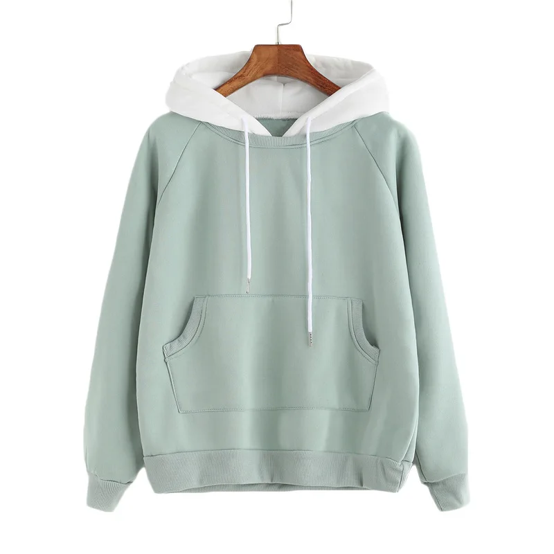 Winter Thick Fleece Pullover Loose Long Sleeve Hap Contrast Color Green Women's Hoodies, In available
Winter Thick Fleece Pullover Loose Long Sleeve Hap Contrast Color Green Women's Hoodies, In available