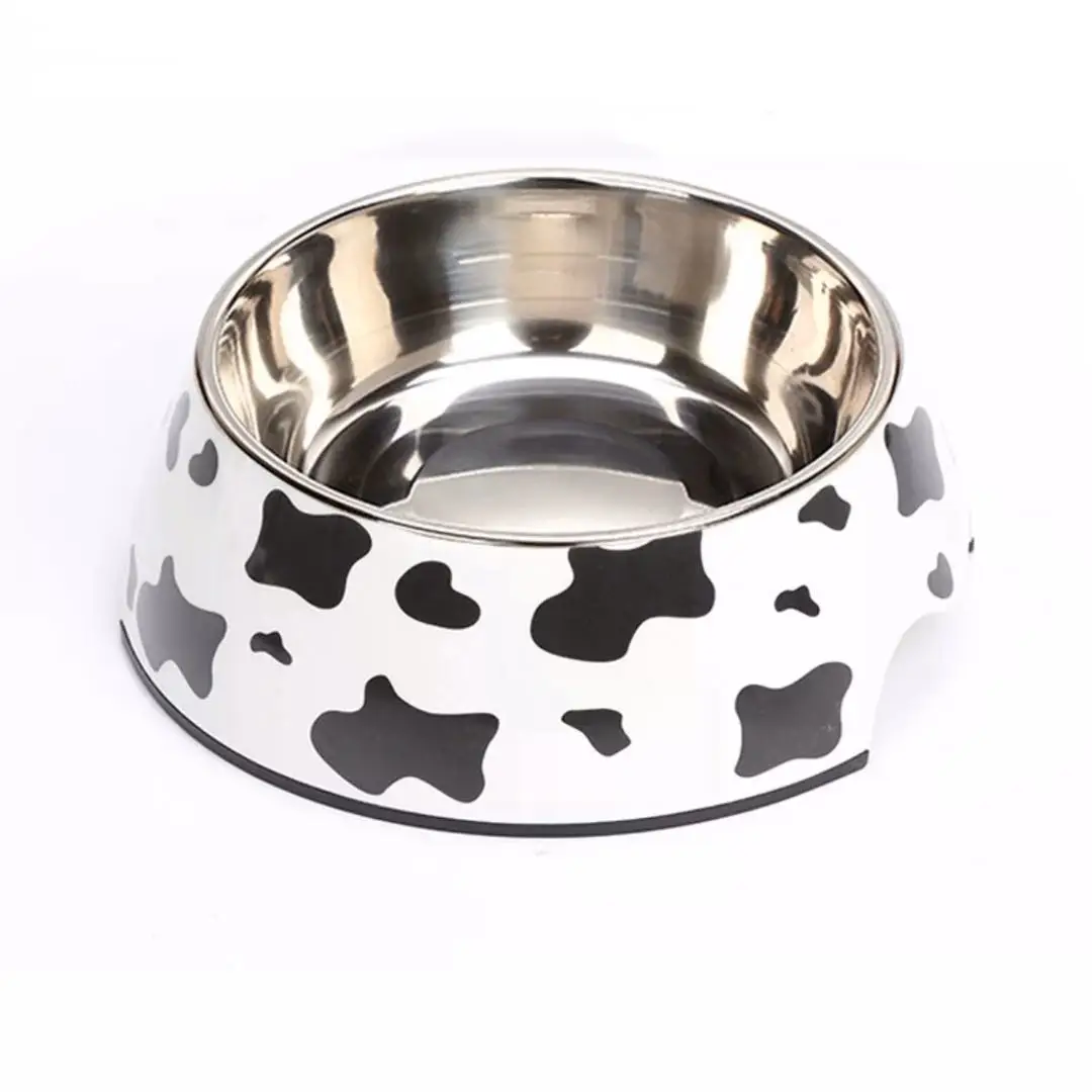 Pet Product Pet Bowl Cow Pattern Stainless Steel Material for Dogs and Cats Non Slip Dog Bowl Easy to Clean
Pet Product Pet Bowl Cow Pattern Stainless Steel Material for Dogs and Cats Non Slip Dog Bowl Easy to Clean