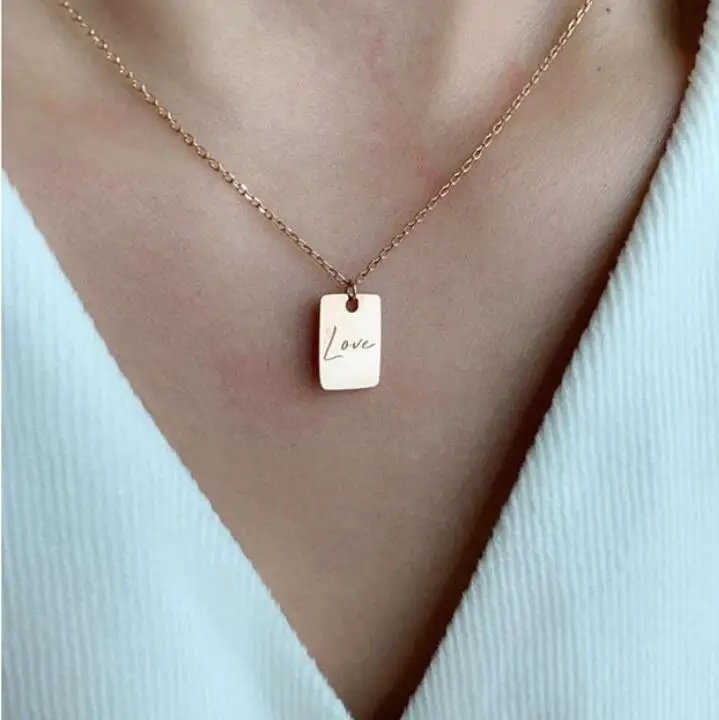 Statement Jewelry Gold Gold Rectangle Necklace Love Letter Necklace Stainless Steel Pendant Necklace Trendy Jewelry Wholesale
Statement Jewelry Gold Gold Rectangle Necklace Love Letter Necklace Stainless Steel Pendant Necklace Trendy Jewelry Wholesale