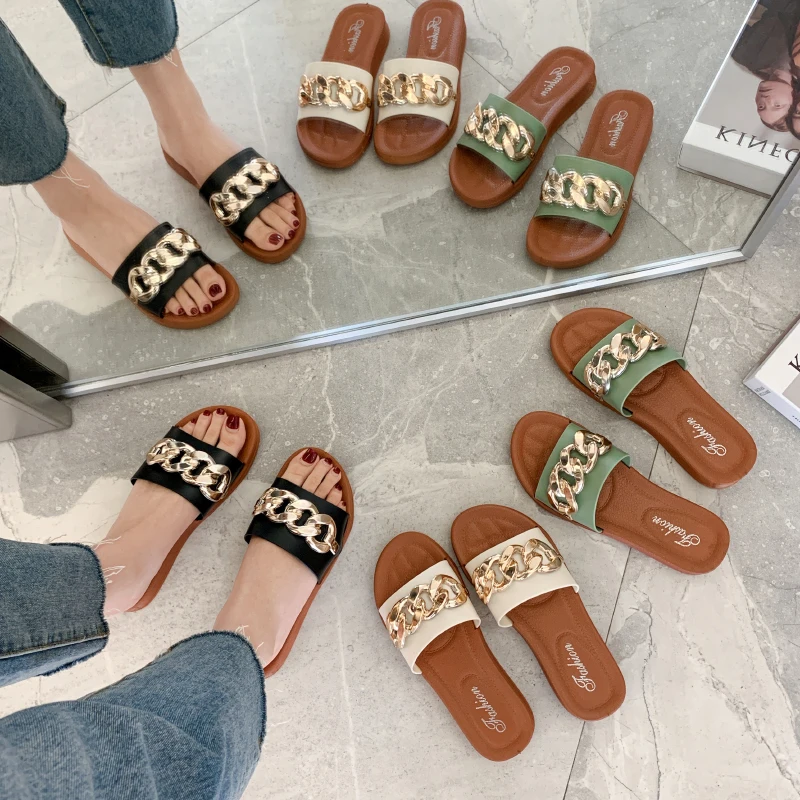 2021 Summer Women Open Toe Chain Flat Sandals Ring Flip-Flops Slippers slides fashion Women Sandals, Green/white/black
2021 Summer Women Open Toe Chain Flat Sandals Ring Flip-Flops Slippers slides fashion Women Sandals, Green/white/black