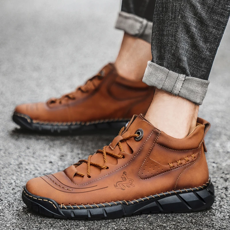 Fashion Men's High-top Leather Shoes High Quality Handmade Sewing Loafers Comfortable Male Casual Walking Shoes Driving Shoes
Fashion Men's High-top Leather Shoes High Quality Handmade Sewing Loafers Comfortable Male Casual Walking Shoes Driving Shoes