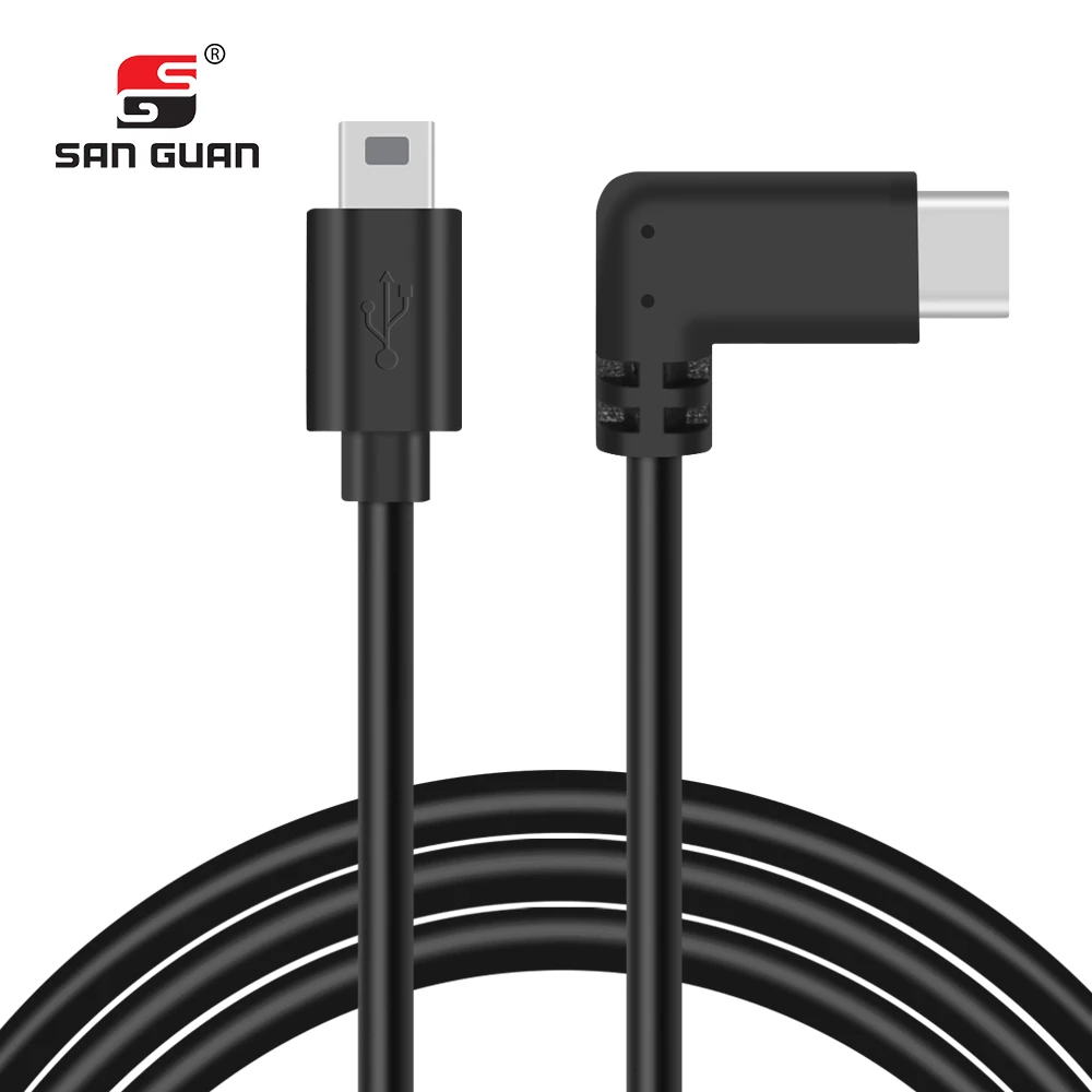 

Customized 0.5M/1M 90 degree angled USB C to 5 pin Mini USB Cable charging data sync for Digital Camera