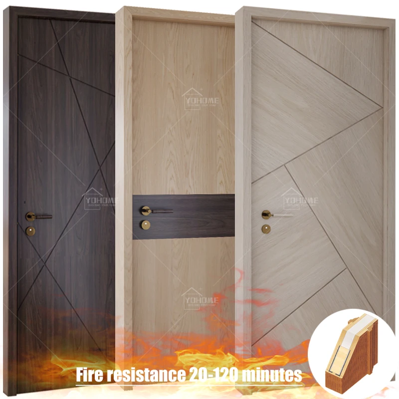

USA standard modern doors apartments puertas modernas interior hotel timber room doors fire rated solid wood house door