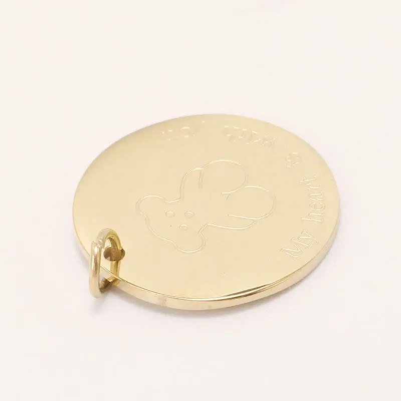 Non Tarnish Gold Plated Accessories Stainless Steel Engraved Bear Round Necklace Pendant
Non Tarnish Gold Plated Accessories Stainless Steel Engraved Bear Round Necklace Pendant