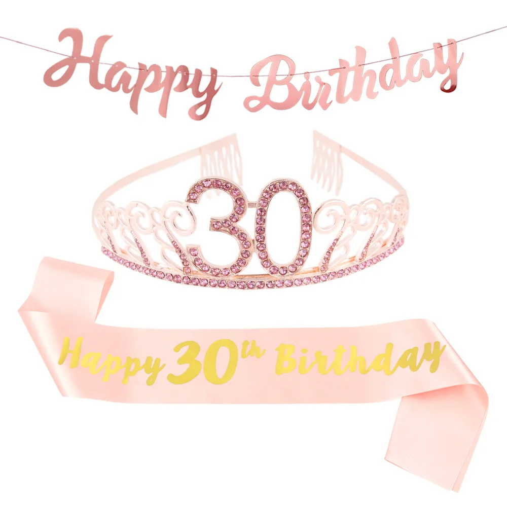 18th 21st 30th 40th 50th 60th birthday rhinestone crown rose