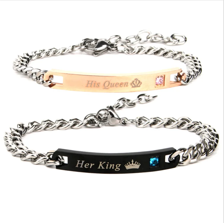 2020 valentine day gifts ,wholesale fashion his queen her king titanium steel couple bracelet
2020 valentine day gifts ,wholesale fashion his queen her king titanium steel couple bracelet